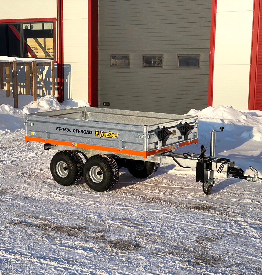 FT-1600 OFFROAD Tipping Trailer - Foresteel. Compact tipping trailers, leaf  collection machines, mobile irrigation and mobile power washing machines