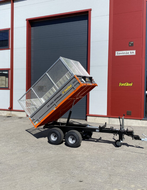 Click to learn more about Foresteel FT-1600 OFFROAD tipping trailer for tractors, loaders, ATVs and UTVs